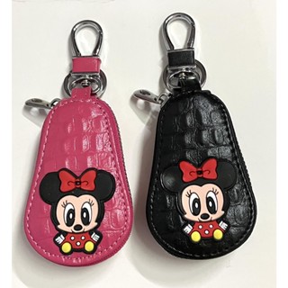 กระเป๋าพวงกุณแจใส่ รีโมทรถยนต์  มีหูเกี่ยว ลายminnie mouse (สีดำ/สีชมพู)