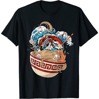 เสื้อยืด พิมพ์ลายปลาคาร์พ ราเมน สไตล์ญี่ปุ่น