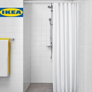 IKEA - อิเกีย ผ้าม่านห้องน้ำ ม่านกั้นห้องน้ำกันเปียก สีขาว BJÄRSEN เบยร์เชน ขนาด 180x200 ซม.