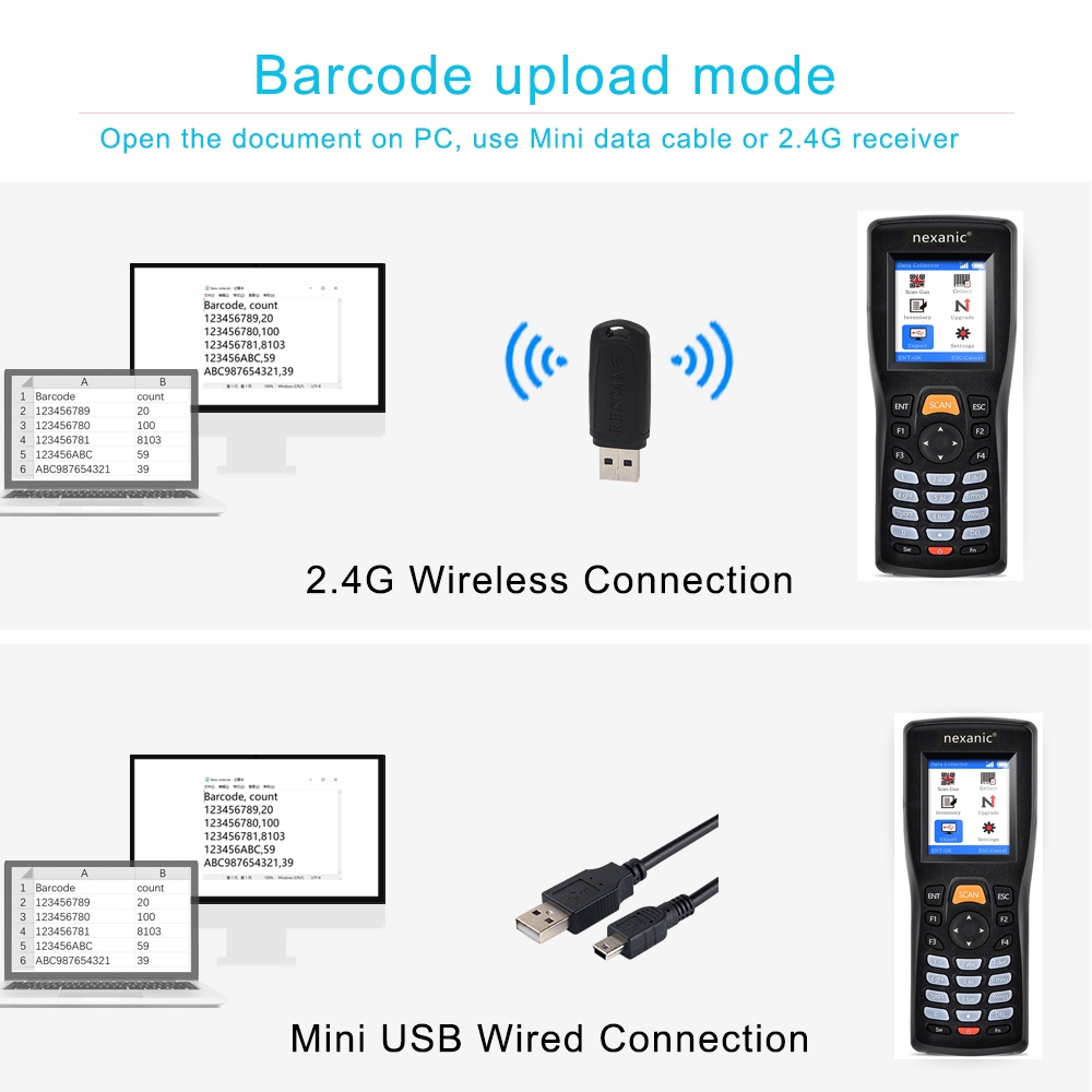 Nexanic 8103T Wireless Barcode Collector 2D QR 1D Data Terminal คลังสินค้าสินค้าคงคลังเคาน์เตอร์ 8103T - รูปที่ 5
