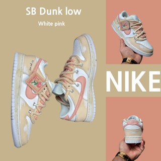 （ยิงจริง）Nike SB Dunk low ขาวชมพู ของแท้100%💯รองเท้าผ้าใบ รองเท้า รองเท้าวิ่ง รองเท้า nike-1-4