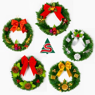 หรีดแบบบาง ขนาด 10 นิ้ว ตกแต่ง Christmas Wreath 10"