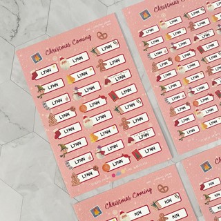 สติ๊กเกอร์ชื่อ กันน้ำ ลาย CHRISTMAS COMING ( Name Sticker 4 sheet / set )