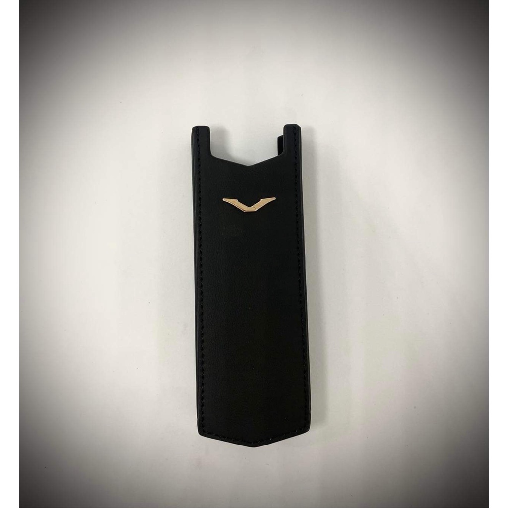 เคสหนัง Vertu signature S ดําล้วน โลโก้ทอง