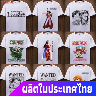 gothic เสือยืดผู้ชาย เสื้อบอดี้โ Anime T-shirtเสื้อยืด One Piece Anime Peripheral Luffy Soron Nami เสื้อยืดแขนสั้นสำหรับ