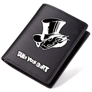 Persona 5 Take Your Heart Short Wallets High Quality PU Leather Casual Teenagers Coin Purse Unisex Black Student  Noteca