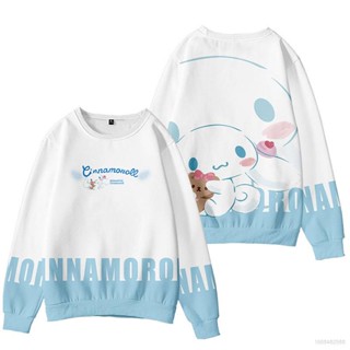 เสื้อกันหนาวแขนยาวลําลอง คอกลม มีฮู้ด ลาย AG Cinnamoroll แฟชั่นสําหรับเด็ก และผู้ใหญ่