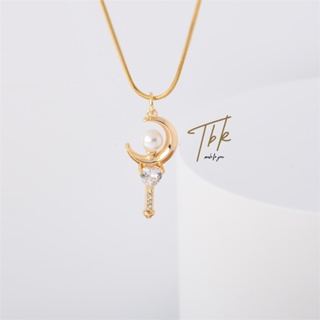 TBK สร้อยคอเพชร ไข่มุก แฟชั่น โซ่ ไม่ลอกไม่ดํา necklace ไข่มุก 18K เครื่องประดับ สําหรับผู้หญิง 269n