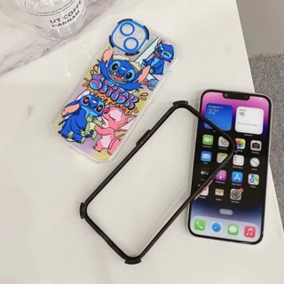 เคสโทรศัพท์มือถือ กันกระแทก ลาย Stitch kiss 2 in 1 สําหรับ Iphone 14 13 12 pro max 11 XR XS SE plus