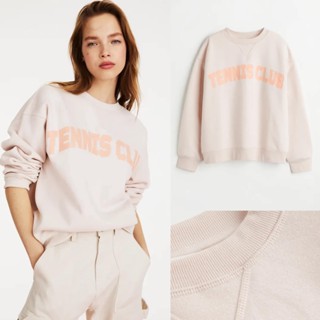 HM Printed sweatshirt  เสื้อสเวตเชิ้ต เนื้อผ้าคอตต้อน ผ้าเนื้อนิ่ม ผ้ายืด ทรงโอเวอร์ไซส์ เนื้อผ้านิ่มๆ