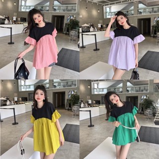 💗✨ เสื้อยืดเฟชั่นคอกลม แขนสั้น ทรูโทน ใต้อกแต่งแซมลูกไม้สวยมากค่ะ