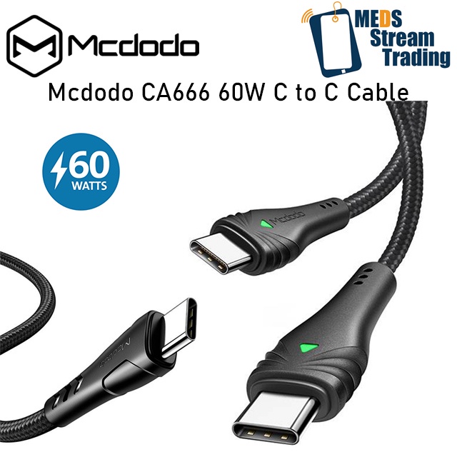 Mcdodo CA666 Type C To Type C PD QC 4.0 3A 60W 1.5M Super Fast Charging USB C Data LED (รับประกัน 1 