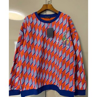 LOUIS VUITTON DIAMOND DAMIER CRICKET PRINT CREW NECK เสื้อกันหนาวแขนยาว สเวตเตอร์ แบรนด์หลุยส์วิตตอง ลายข้าวหลามตัด