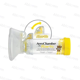 AeroChamber Plus Flow Vu อุปกรณ์พ่นละอองยาแบบมือ กระบอกพ่นยา แอโรเชมเบอร์ ยี่ห้อ Trudell Medical ประเทศแคนาดา (มีขนาด)