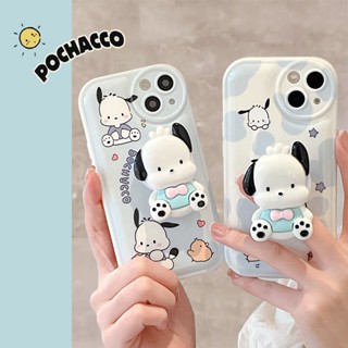 เคส OPPO Reno 8 8Z 7 7Z 6 6Z A16 A15 A15S A96 A92 A76 A74 A54 A53 A52 A31 A12 A9 A7 A5 A5S A3S F9 Reno8 Z Reno7 Reno6 4G 5G 2020 2021 2022 Air Cushion Anti Falling Pochacco Dog Soft Case With Popsocket