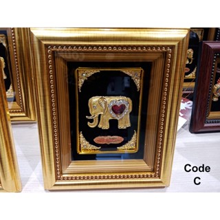 กรอบรูปของขวัญมงคล ชุบทอง24KT Goldประดับคริสตัลช้างไทยCode D