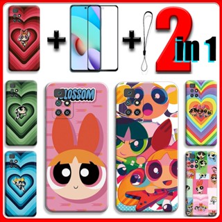 เคส 2 IN 1 สําหรับ Redmi 10 พร้อมกระจกนิรภัยกันรอยหน้าจอเซรามิค Powerpuff Girls