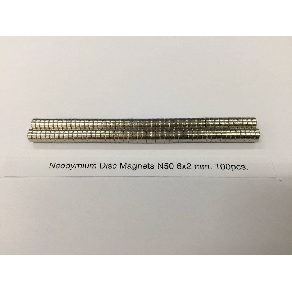 Neodymium Disc Magnets N50 6x2 mm. 100pcs.