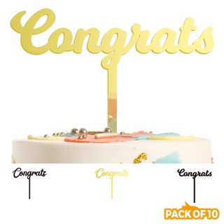 PACK of 10 PCS Congrats Acrylic Cake Topper Congratulation Cake Decoration 祝贺毕业开业蛋糕装饰蛋糕插件