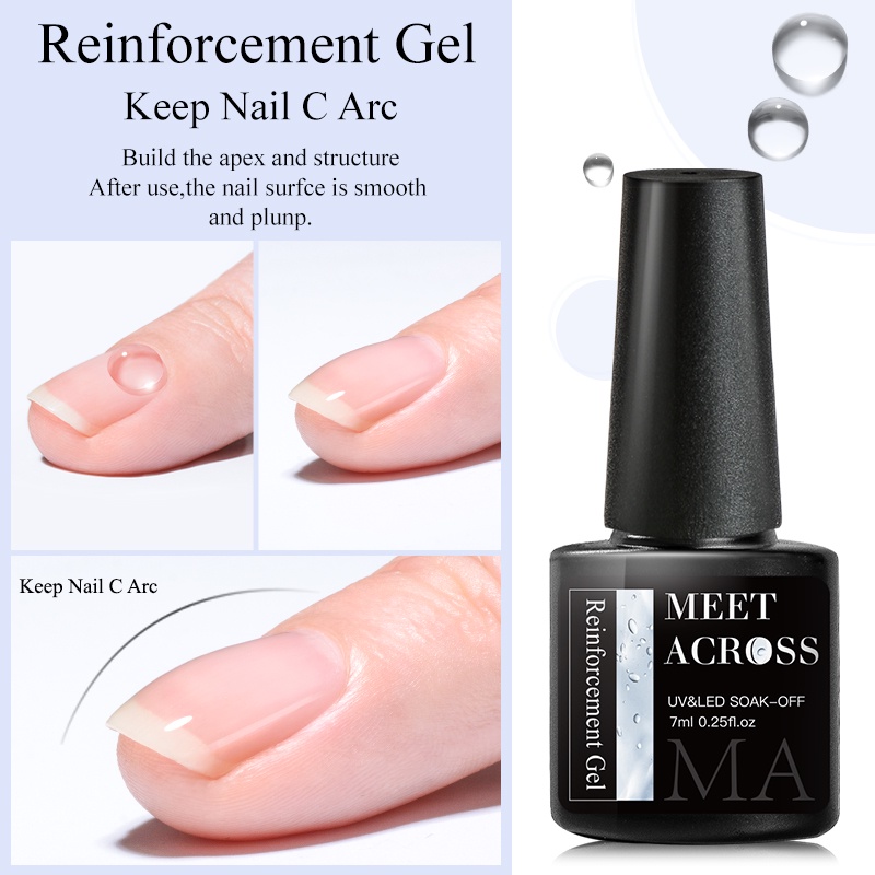 Meet ACROSS 7ml เสริมแรงเล็บเจลขัดเล็บ C Arc Enhanced เล็บฐานความหนาเจลไม่เช็ด Top Coat