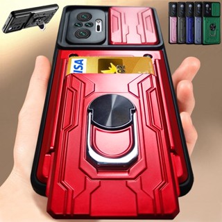 เคสโทรศัพท์มือถือแบบแข็ง กันกระแทก กันรอยกล้อง พร้อมช่องใส่บัตร สําหรับ Xiaomi Redmi 10 Redmi Note 11 Pro 11S 11Pro Note 10S 9 10 Pro 10Pro 9S 9Pro