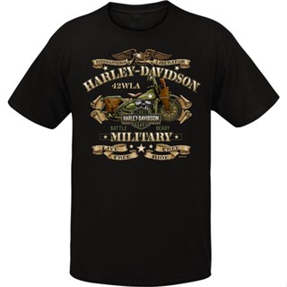 Harley-Davidsonทหาร-Men S Graphicผ้าฝ้ายแขนสั้นเสื้อยืดคอกลมเสื้อยืด เสื้อยืดคอกลม พร้อมส่ง เสื้อยืดคอกลมผ้าฝ้าย T-shir