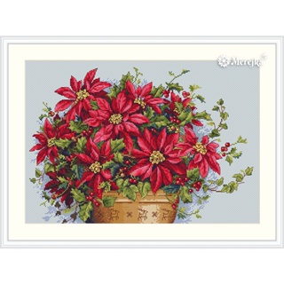 MK-132 Poinsettia ชุดปักครอสติชลิขสิทธิ์แท้ ครอสติชไม่พิมพ์ลาย แบรนด์ Merejka