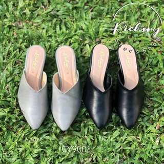 รองเท้าส้นสูง 2 นิ้ว หัวแหลมใส่ทำงานได้ หัวแหลม เปิดส้น ใส่สบาย ไม่กัดเท้า ทำในไทย รุ่น CY9001