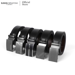 Louis Montini Automatic เข็มขัดหนังวัวแท้ หัวออโต้เมติค เข็มขัดหนังแท้ ลุคนักธุรกิจ หนังเรียบ รุ่น MGN369