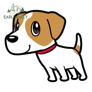 Earlfamily สติกเกอร์ไวนิล กันน้ํา กันแดด ลายการ์ตูนอนิเมะ Jack Russell Terrier ขนาด 13 ซม. x 11.3 ซม. สําหรับตกแต่งหน้าต่างรถยนต์