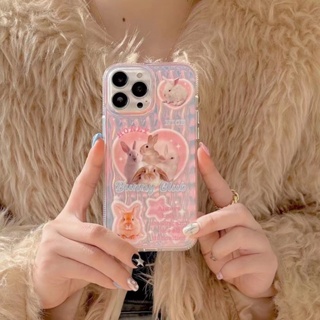 เคสโทรศัพท์มือถือ กันกระแทก ลายกระต่ายน่ารัก สําหรับ iPhone 11 12 12promax 13 13promax 14 14plus 14promax