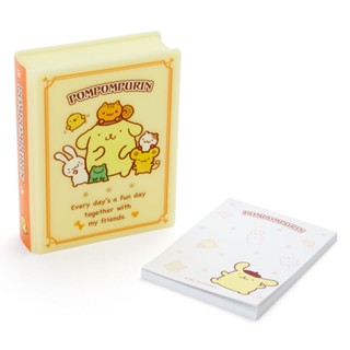 กล่องพลาสติกทรงหนังสือ พร้อมกระดาษโน้ตลาย Pompompurin ขนาด 7 x 9 x 2.4 ซม. กระดาษมี 40 แผ่น