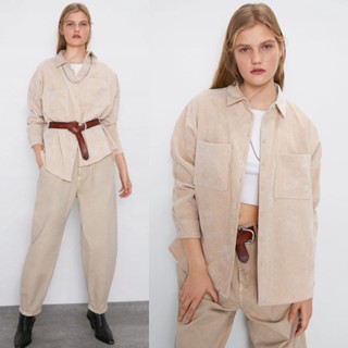 ZR. Oversized Corduroy Shirt With Pocket  เสื้อเชิ๊ตทรงโอเวอร์ไซซ์ เนื้อผ้าลูกฟูกลายเล็ก เนื้อผ้าไม่หนา ผ้าเนื้อนิ่ม