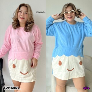 TwinsShopVip💗พร้อมส่ง TW16863 ดรส #Bigsize แขนยาว 2 โทน ..