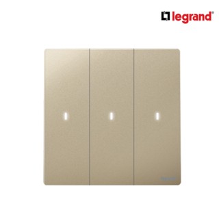 Legrand สวิตช์สองทาง 3 ช่อง สีแชมเปญ มีไฟ LED 3G 2Ways 16AX Illuminated Switch | Mallia Senses | Champaigne | 281015CH