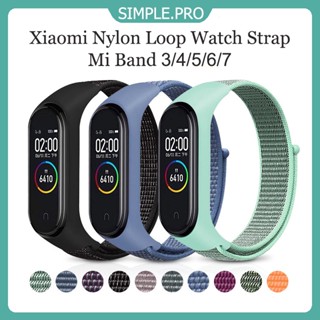 Xiaomi band 7 สายรัดข้อมือไนลอน สร้อยข้อมือแฟชั่นแบบถอดเปลี่ยนได้ สายรัดข้อมือกันน้ำระบายอากาศ สายรัดข้อมือสี mi band3/4