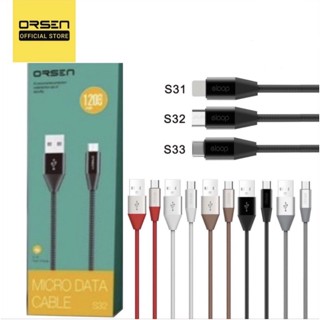 ของแท้👍🏻ชาร์จไว!ใช้ดี!มีที่เก็บสาย Eloop Orsen s31,32,33 สายชาร์จ สำหรับ L /MicroUSB/Type C 1m เนื้อซิลิโคน มีสายรัด