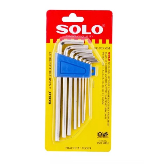 SOLO ชุดปะแจหกเหลี่ยม รุ่น NO.905 กุญแจหกเหลี่ยม 8ตัว/ชุด ปะแจหกเหลี่ยม หกเหลี่ยม ชุดหกเหลี่ยม