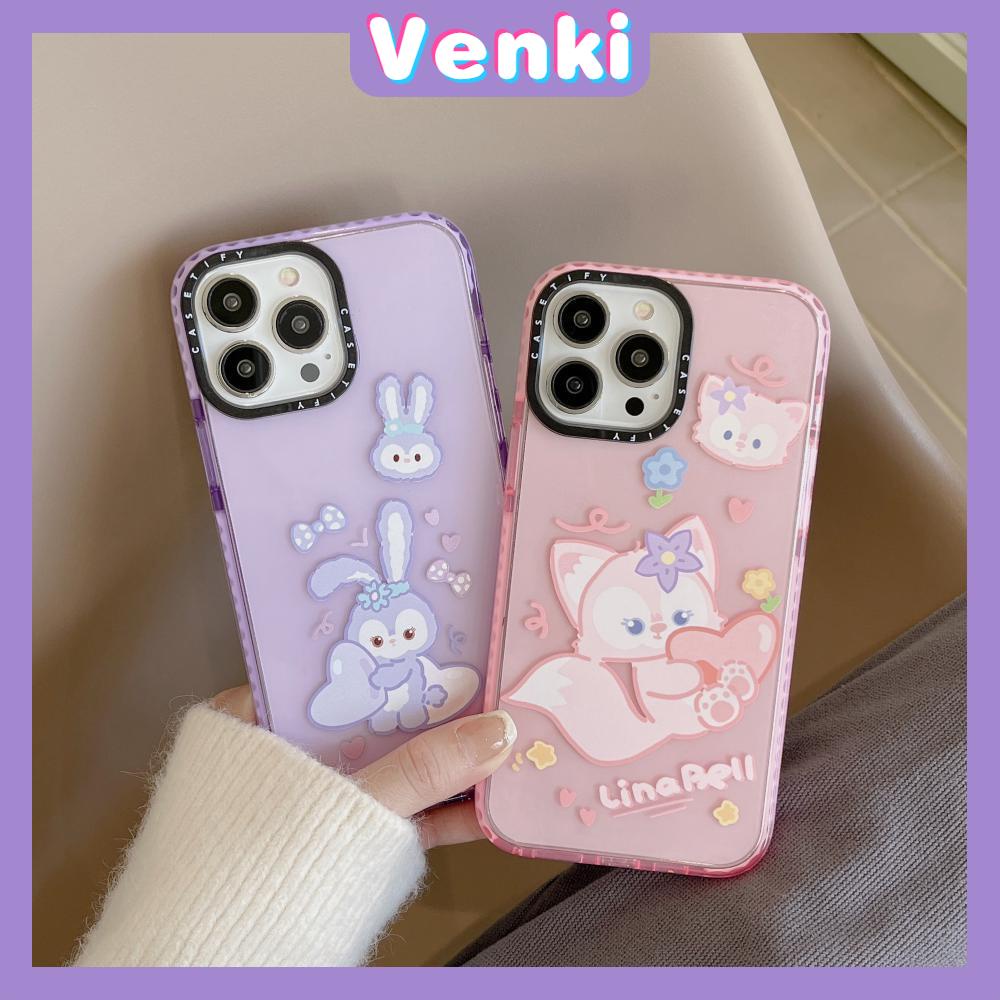 VENKI - Case iPhone 14 Pro Max Thickened Silicone Soft Case Clear Cute Cartoon Rabbit and Fox Shockp