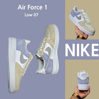 （ยิงจริง）Nike Air Force 1 Low 07 White gray purple color ของแท้100%💯รองเท้าผ้าใบ รองเท้า รองเท้าวิ่ง รองเท้า nike-1-