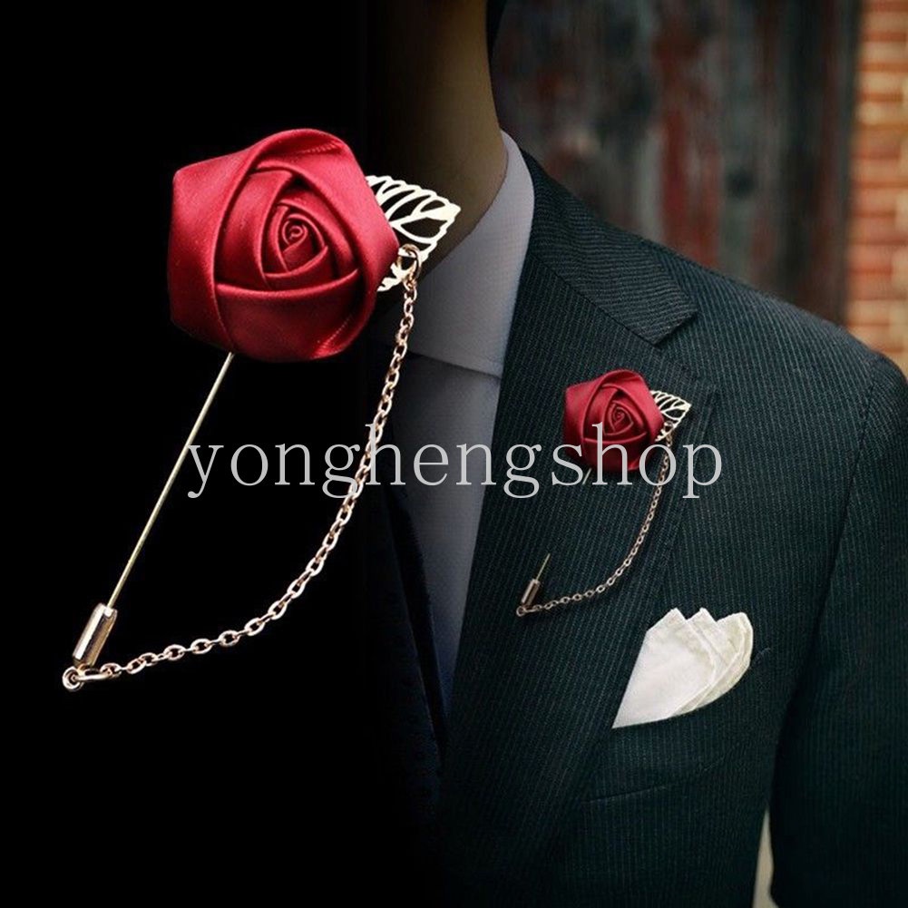 เข็มกลัด รูปดอกกุหลาบ ใบไม้สีทอง เครื่องประดับ แฟชั่นเจ้าสาว เพื่อนเจ้าสาว งานแต่งงาน งานเลี้ยง เข็มกลัด เครื่องประดับเสื้อผ้า - รูปที่ 4