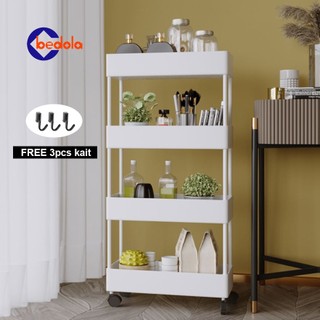 Square rak dapur rak toilet rak susun serbaguna rak dorong rak salon rak troli 4 tingkat dengan roda