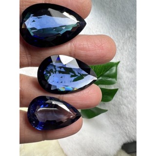 synthetic stone Lab Blue sapphire pear 25x15- 26cts