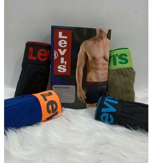 Katun 1 กล่อง มี 3 ชิ้น.Levis BRAND ซีดีบ็อกเซอร์ชาย MATERIAL COTTON SPANDEX/บ็อกเซอร์ชายและ