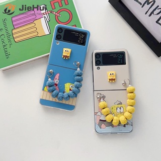 Jiehui เคสโทรศัพท์มือถือแฟชั่น ลายสพันจ์บ็อบ สําหรับ Samsung Z Flip4 Z Flip3