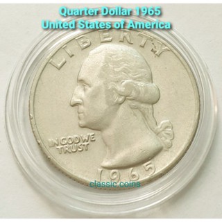 เหรียญ Quarter Dollar 1965 United States of America  *ผ่านใช้*