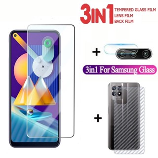 ฟิล์มกระจกนิรภัย กันรอยหน้าจอ และเลนส์กล้อง 3in1 สําหรับ Samasun Galaxy J6 j4 Prime A7 2018 A12 A52 A72 A32 J1 ACE S21 S22 S20 Plus Ultra