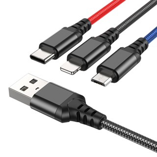 สายชาร์จ 3 หัว X76 3in1 ชาร์จเร็ว ความยาว 1.2 เมตร IP / Micro / TYPE-C Speed Charging USB Cable