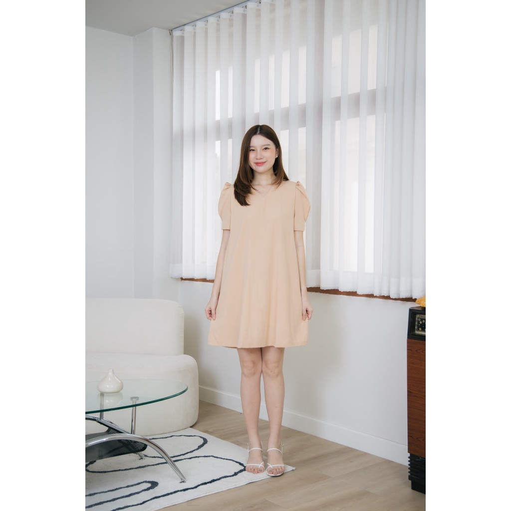Mommade-เดรสให้นม ชุดให้นม Biege Paris Dress