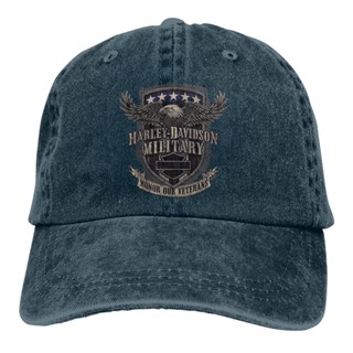 【ลดกระหน่ํา Sunhat】หมวกผ้ายีน ลายทหาร Harley-Davidson สามารถปรับได้ แฟชั่นฤดูใบไม้ร่วง และฤดูหนาว